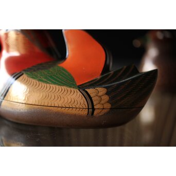 三代 鈴木表朔 鈴木雅也 乾漆鴛鴦香合　Q273 