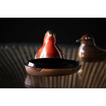 三代 鈴木表朔 鈴木雅也 乾漆鴛鴦香合　Q273 