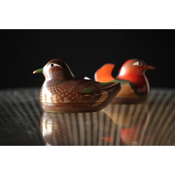 三代 鈴木表朔 鈴木雅也 乾漆鴛鴦香合　Q273 