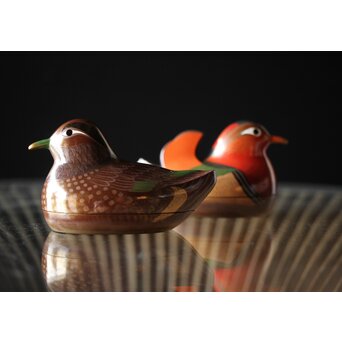 三代 鈴木表朔 鈴木雅也 乾漆鴛鴦香合　Q273 