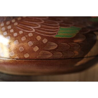 三代 鈴木表朔 鈴木雅也 乾漆鴛鴦香合　Q273 