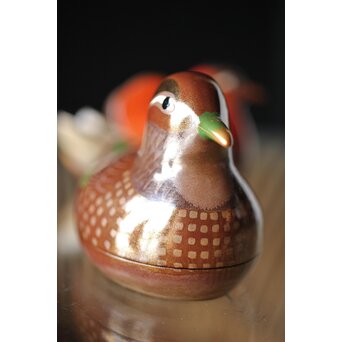 三代 鈴木表朔 鈴木雅也 乾漆鴛鴦香合　Q273 