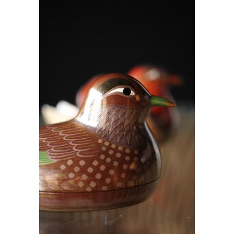 三代 鈴木表朔 鈴木雅也 乾漆鴛鴦香合　Q273 