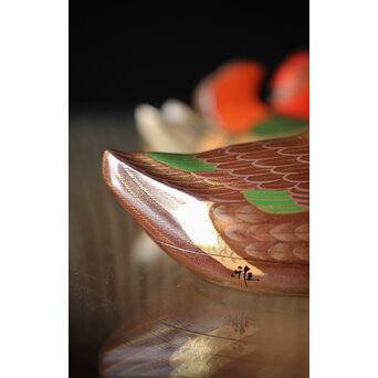 三代 鈴木表朔 鈴木雅也 乾漆鴛鴦香合　Q273 