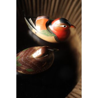 三代 鈴木表朔 鈴木雅也 乾漆鴛鴦香合　Q273 