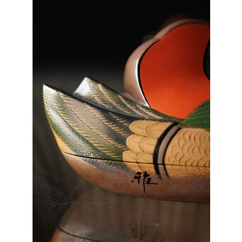 三代 鈴木表朔 鈴木雅也 乾漆鴛鴦香合　Q273 