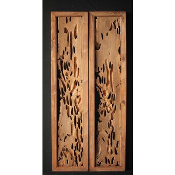 自然木/虫食手 堅木の欄間 2枚1組　R0094 