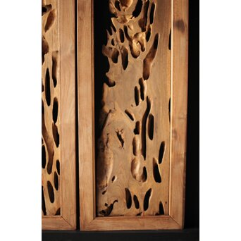 自然木/虫食手 堅木の欄間 2枚1組　R0094 