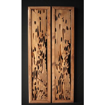 自然木/虫食手 堅木の欄間 2枚1組　R0094