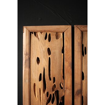 自然木/虫食手 堅木の欄間 2枚1組　R0094 