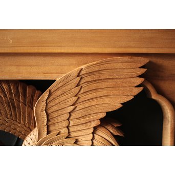 深彫井波彫刻 木彫欄間 松鶴鷹 2枚1組　R0097Y 