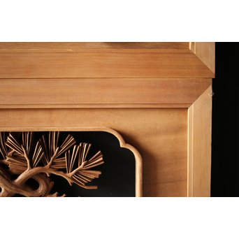 深彫井波彫刻 木彫欄間 松鶴鷹 2枚1組　R0097Y 