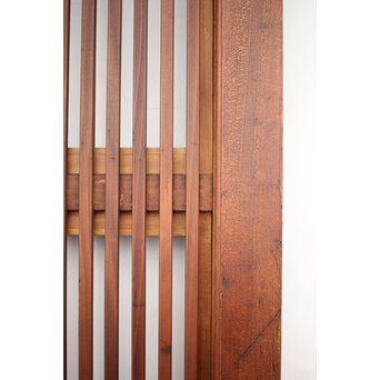 釘無 障子枠付 欅腰板の格子戸　L1050 