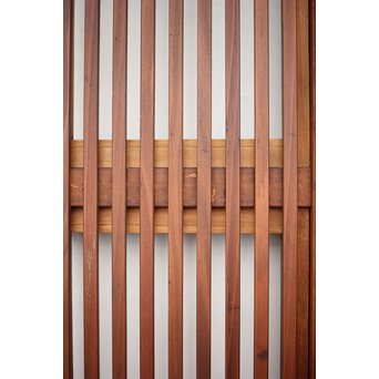 釘無 障子枠付 欅腰板の格子戸　L1050 