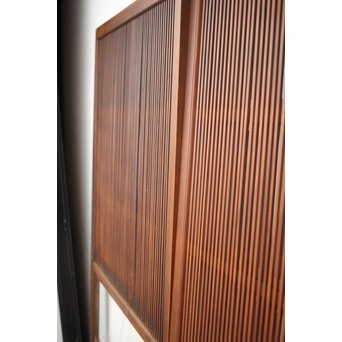 釘無 障子枠付 欅腰板の格子戸　L1050 