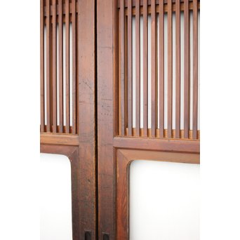 釘無 障子枠付 欅腰板の格子戸　L1050 