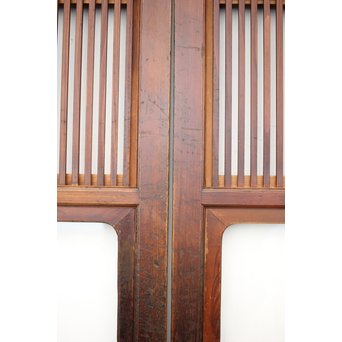 釘無 障子枠付 欅腰板の格子戸　L1050 