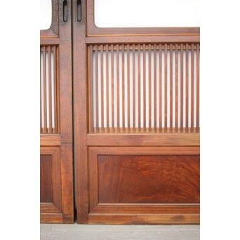 釘無 障子枠付 欅腰板の格子戸　L1050 