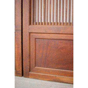 釘無 障子枠付 欅腰板の格子戸　L1050 