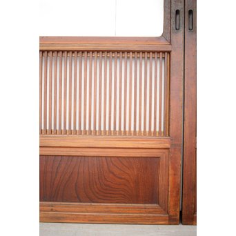 釘無 障子枠付 欅腰板の格子戸　L1050 