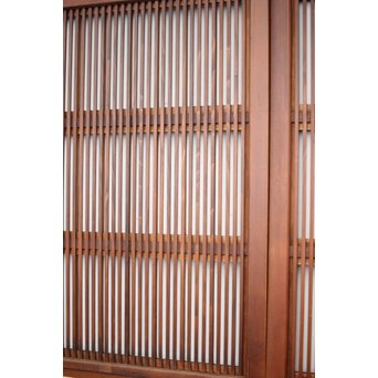 釘無 障子枠付 欅腰板の格子戸　L1050 