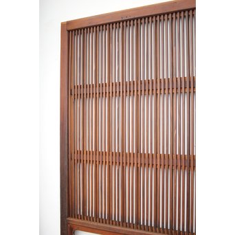 釘無 障子枠付 欅腰板の格子戸　L1050 