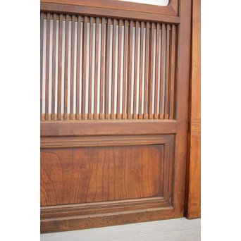 釘無 障子枠付 欅腰板の格子戸　L1050 