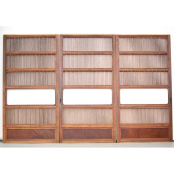 釘無 障子枠付 欅腰板の格子戸　L1050 