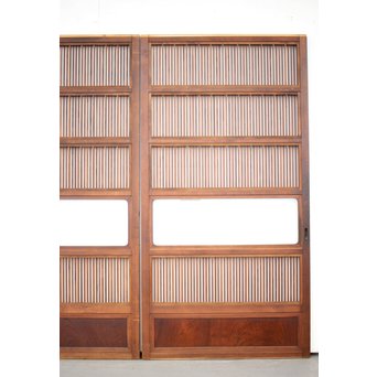 釘無 障子枠付 欅腰板の格子戸　L1050 