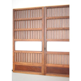 釘無 障子枠付 欅腰板の格子戸　L1050 