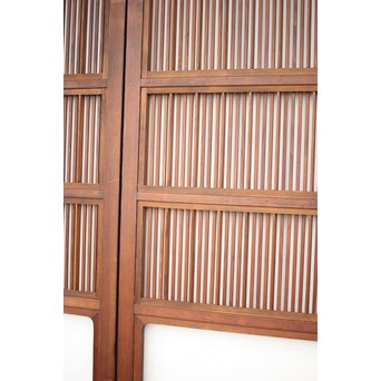 釘無 障子枠付 欅腰板の格子戸　L1050 