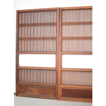 釘無 障子枠付 欅腰板の格子戸　L1050 