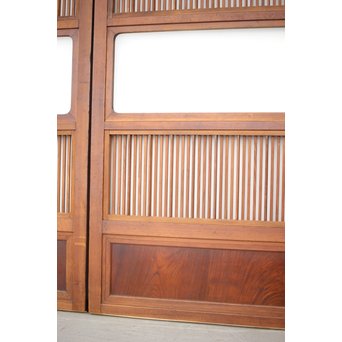 釘無 障子枠付 欅腰板の格子戸　L1050 