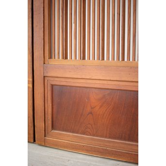 釘無 障子枠付 欅腰板の格子戸　L1050 