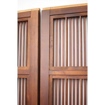 釘無 障子枠付 欅腰板の格子戸　L1050 