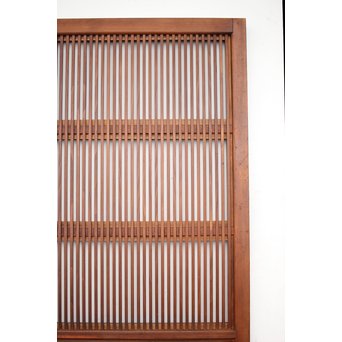 釘無 障子枠付 欅腰板の格子戸　L1050 