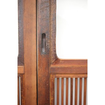 釘無 障子枠付 欅腰板の格子戸　L1050 