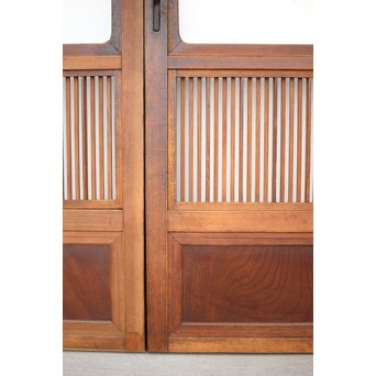 釘無 障子枠付 欅腰板の格子戸　L1050 