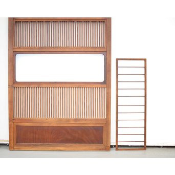 釘無 障子枠付 欅腰板の格子戸　L1050 