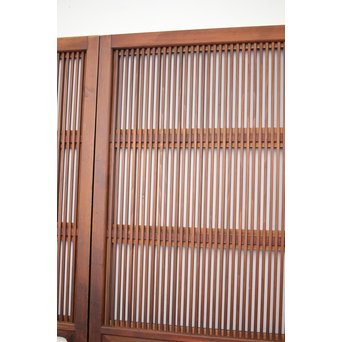 釘無 障子枠付 欅腰板の格子戸　L1050 