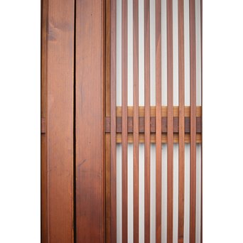 釘無 障子枠付 欅腰板の格子戸　L1050 