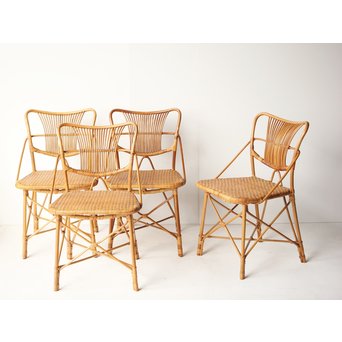 山川ラタン 山川譲 サイドチェアー 4脚1組　T443