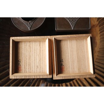 初代 長野垤志 青銅喫煙具 煙草入れ灰皿　M259 