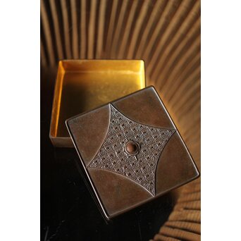 初代 長野垤志 青銅喫煙具 煙草入れ灰皿　M259 