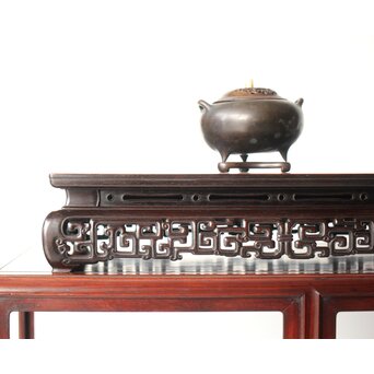 紫檀意 明清家具意 唐木如意紋卓 盆栽卓　X293 