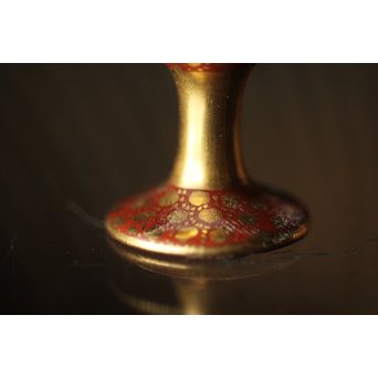 九谷 田村金星作 明治天皇御製 金彩手毛筆細字 洋杯　P238 