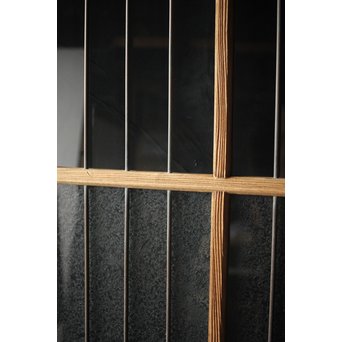 虎斑杢 堅木と銅桟のガラス戸 2枚1組　GD0059Y 