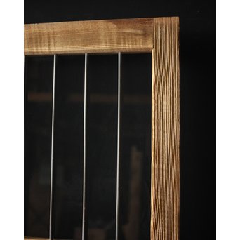 虎斑杢 堅木と銅桟のガラス戸 2枚1組　GD0059Y 