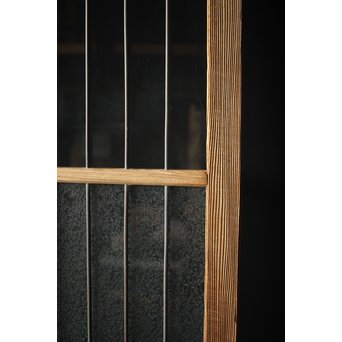 虎斑杢 堅木と銅桟のガラス戸 2枚1組　GD0059Y 