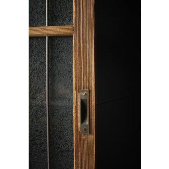 虎斑杢 堅木と銅桟のガラス戸 2枚1組　GD0059Y 